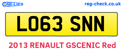 LO63SNN are the vehicle registration plates.