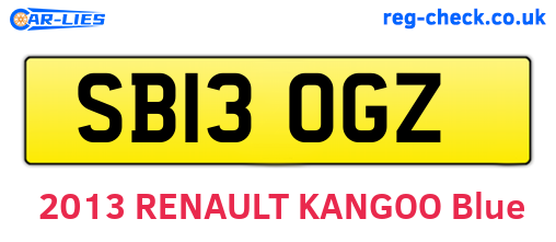 SB13OGZ are the vehicle registration plates.