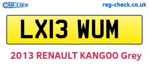 LX13WUM are the vehicle registration plates.