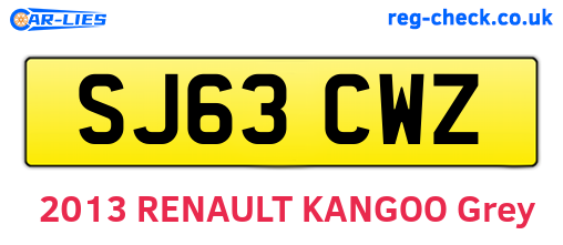 SJ63CWZ are the vehicle registration plates.