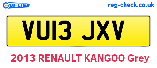 VU13JXV are the vehicle registration plates.