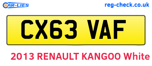 CX63VAF are the vehicle registration plates.