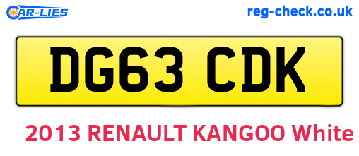 DG63CDK are the vehicle registration plates.