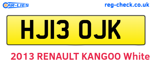 HJ13OJK are the vehicle registration plates.