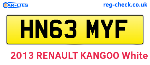 HN63MYF are the vehicle registration plates.