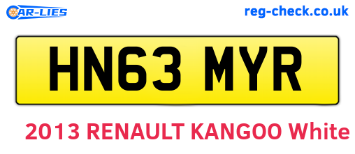 HN63MYR are the vehicle registration plates.