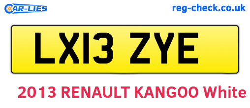 LX13ZYE are the vehicle registration plates.