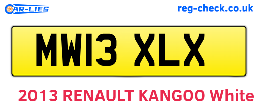 MW13XLX are the vehicle registration plates.