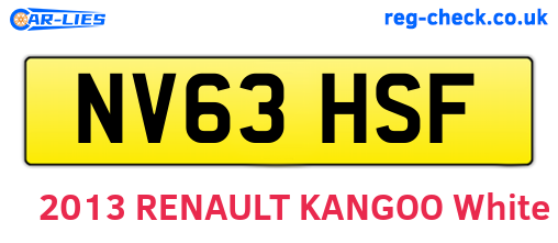 NV63HSF are the vehicle registration plates.