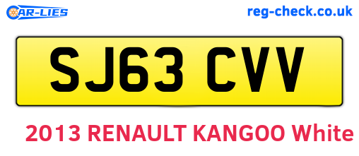 SJ63CVV are the vehicle registration plates.