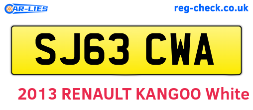 SJ63CWA are the vehicle registration plates.