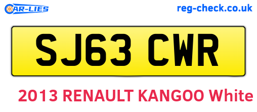 SJ63CWR are the vehicle registration plates.
