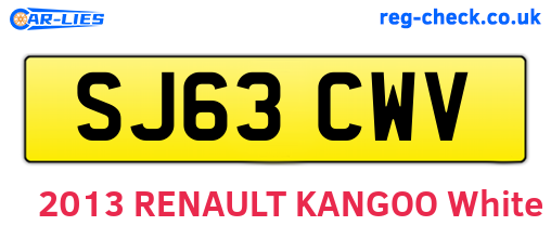 SJ63CWV are the vehicle registration plates.