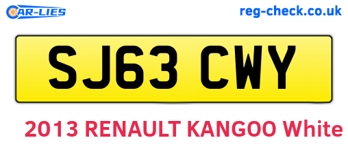 SJ63CWY are the vehicle registration plates.