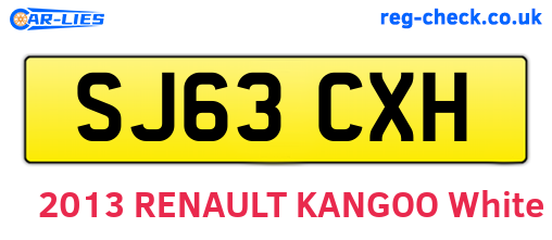 SJ63CXH are the vehicle registration plates.