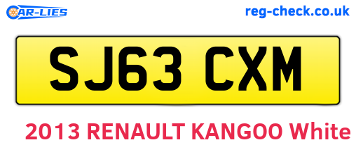SJ63CXM are the vehicle registration plates.