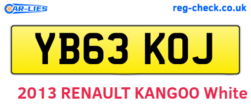 YB63KOJ are the vehicle registration plates.