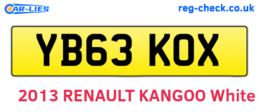 YB63KOX are the vehicle registration plates.