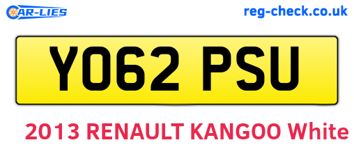 YO62PSU are the vehicle registration plates.