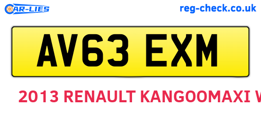 AV63EXM are the vehicle registration plates.