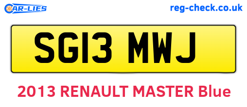 SG13MWJ are the vehicle registration plates.