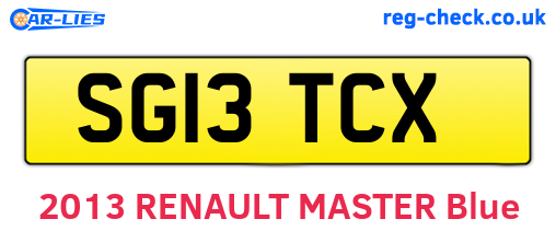 SG13TCX are the vehicle registration plates.