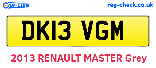 DK13VGM are the vehicle registration plates.