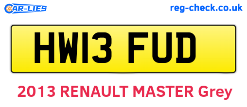 HW13FUD are the vehicle registration plates.