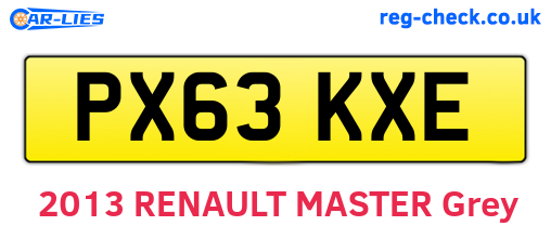 PX63KXE are the vehicle registration plates.