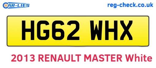 HG62WHX are the vehicle registration plates.