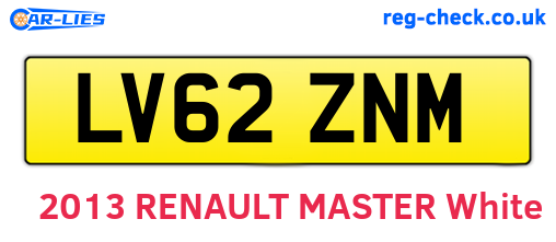 LV62ZNM are the vehicle registration plates.