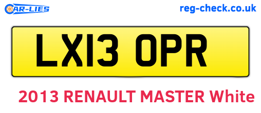 LX13OPR are the vehicle registration plates.