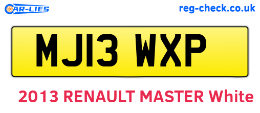 MJ13WXP are the vehicle registration plates.