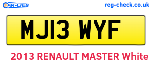 MJ13WYF are the vehicle registration plates.