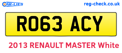 RO63ACY are the vehicle registration plates.