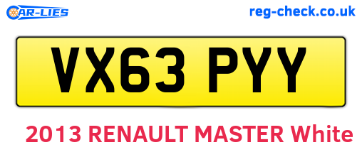 VX63PYY are the vehicle registration plates.