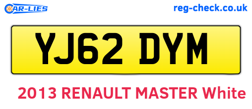 YJ62DYM are the vehicle registration plates.