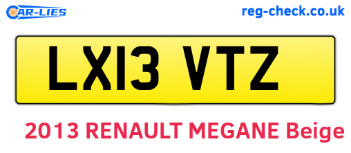 LX13VTZ are the vehicle registration plates.