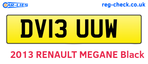 DV13UUW are the vehicle registration plates.