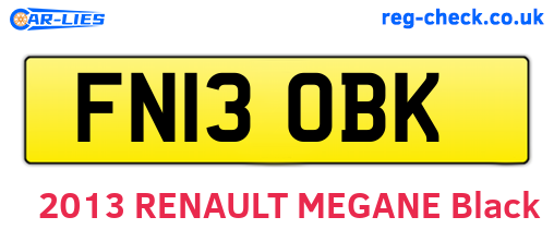 FN13OBK are the vehicle registration plates.