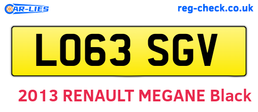 LO63SGV are the vehicle registration plates.