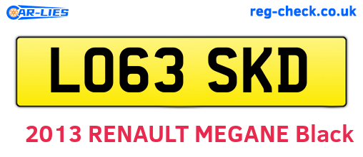 LO63SKD are the vehicle registration plates.