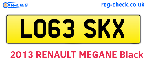 LO63SKX are the vehicle registration plates.