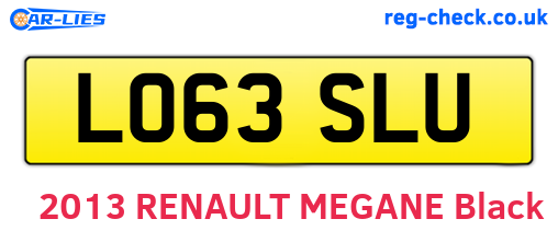 LO63SLU are the vehicle registration plates.