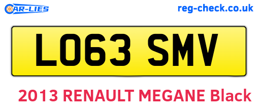 LO63SMV are the vehicle registration plates.