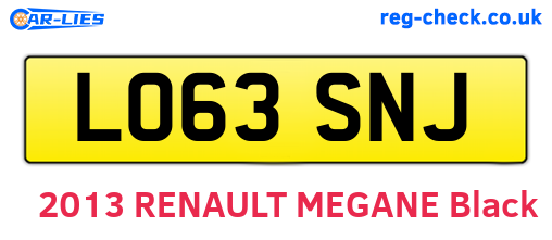 LO63SNJ are the vehicle registration plates.