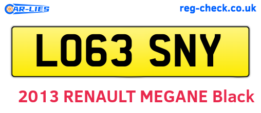 LO63SNY are the vehicle registration plates.