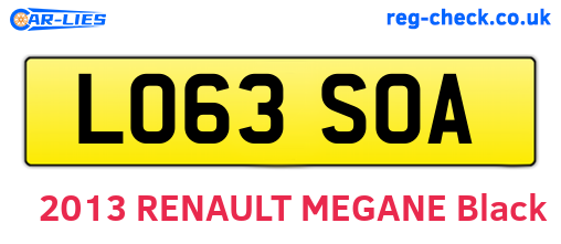 LO63SOA are the vehicle registration plates.