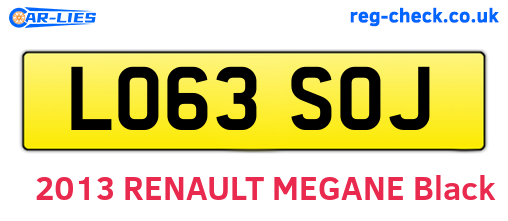 LO63SOJ are the vehicle registration plates.