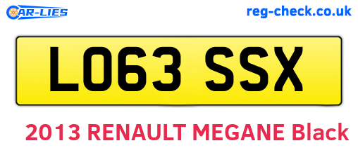 LO63SSX are the vehicle registration plates.